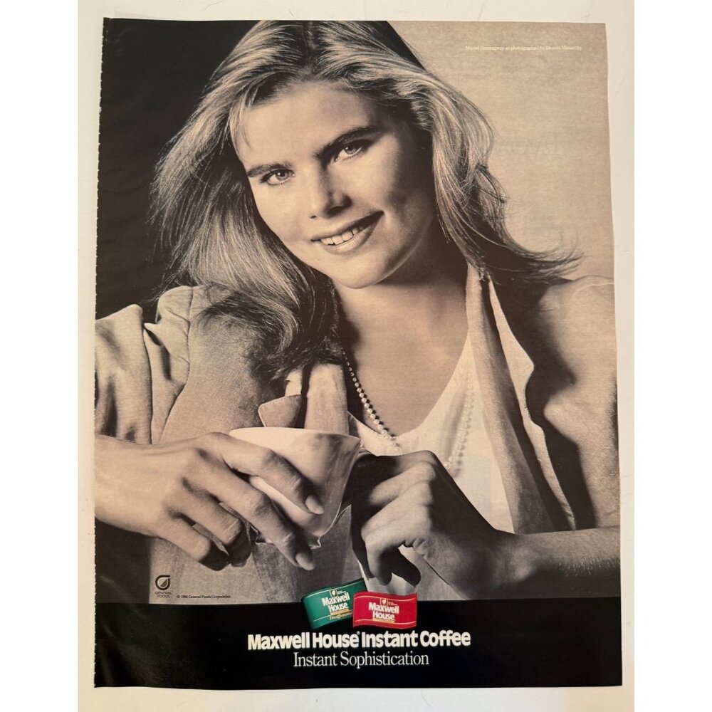 Vtg 1986 Mariel Hemingway Maxwell House Instant Coffee Advertisement Print Ad